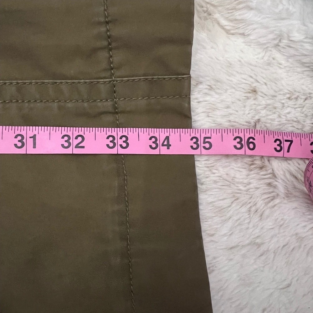 J Crew VTG Olive Green Utility Trench Coat Women's Sz 4 Button Front Belted Cuff - Picture 10 of 11